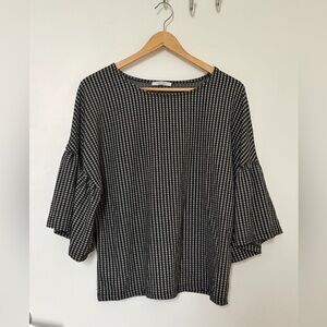 (2 For $20) Zara Monochrome Checkered Blouse. Size M